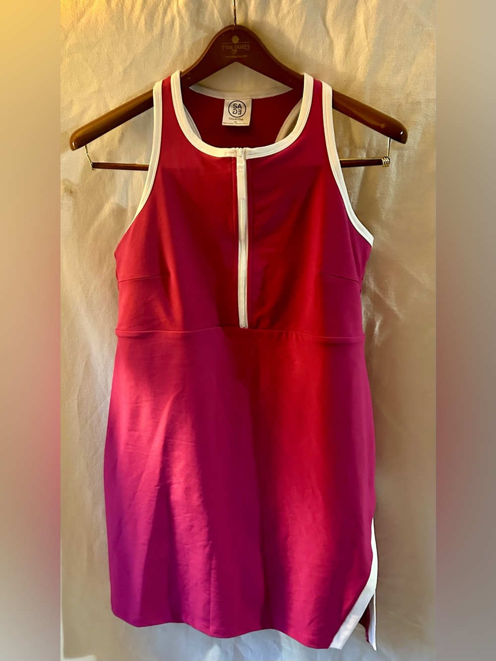 SAGE Collective Tennis Dress with Built-In Shorts XL — Raspberry/Hot Pink